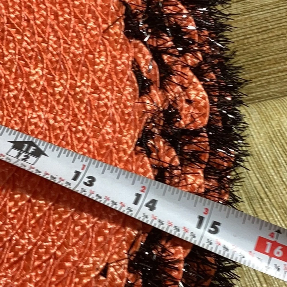 New Halloween Fancy Orange and Black Woven Placemats set of 6 15”